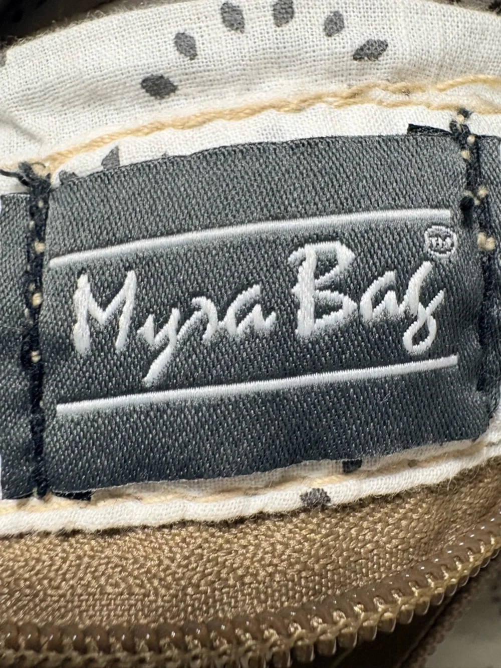 Myra Upcycled Chevron Striped Blue, Beige Gray Woven‎ Tote w Brown Leather Trim